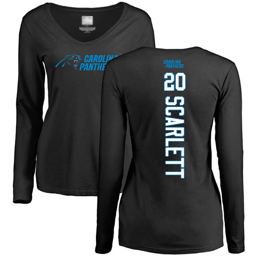 Carolina Panthers Black Women Jordan Scarlett Backer Slim Fit NFL Football #20 Long Sleeve T Shirt